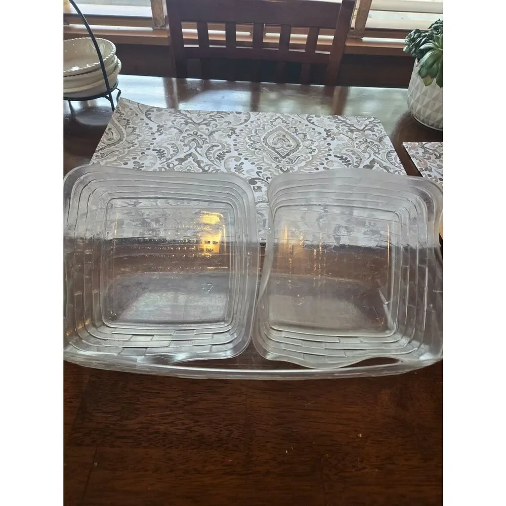 Longaberger Cracker Basket Honey-Tone With Wooden Divider And Plastic Inserts